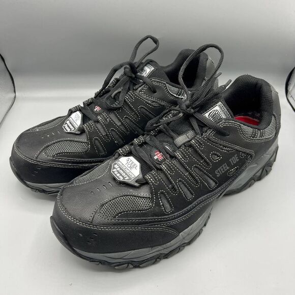 Skechers‎ Work Shoes Men 77055 Relaxed Fit Cankton Black Steel Toe Size 11.5 - Picture 1 of 9
